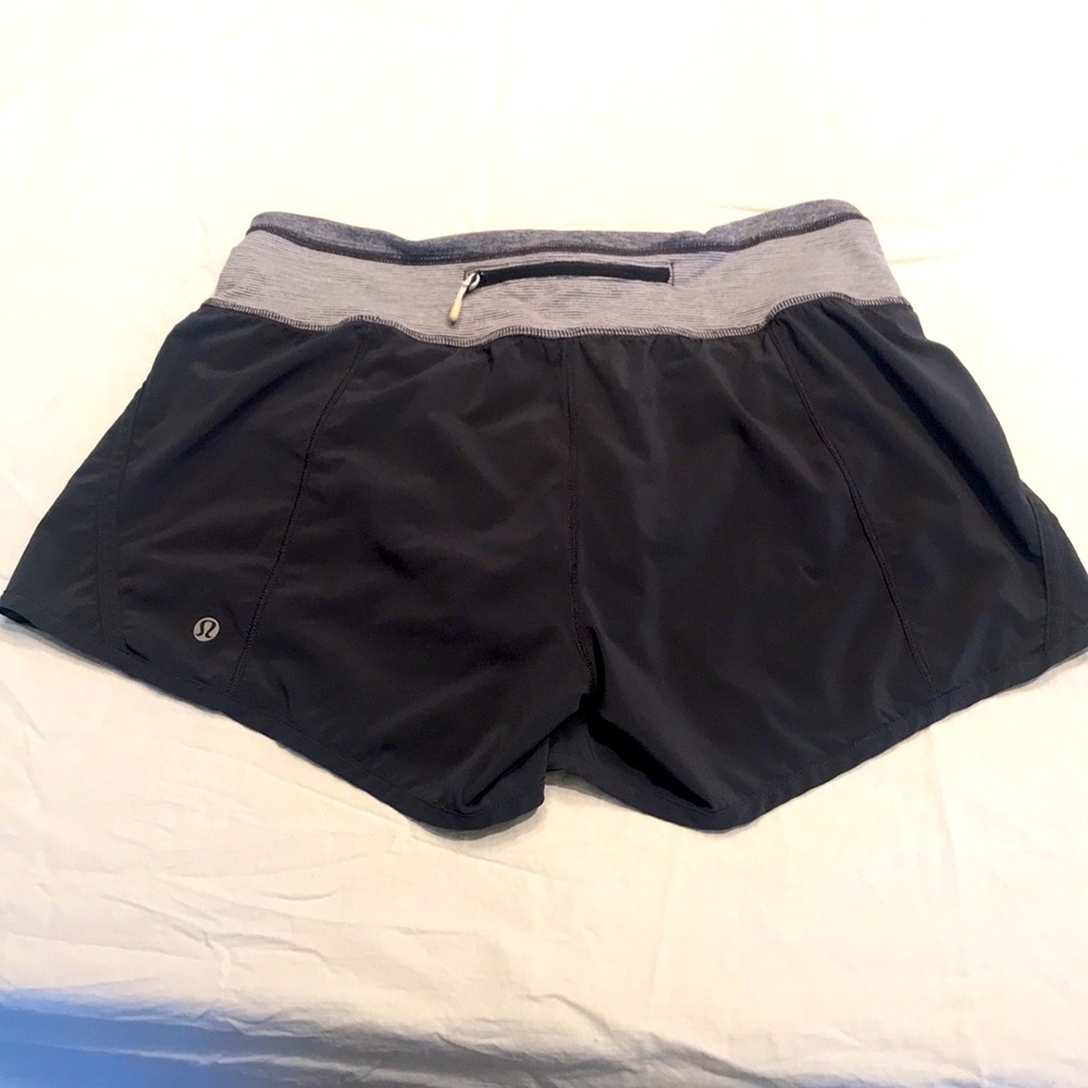 Lululemon grey shorts, back pocket, very gently used condition, size small (6)